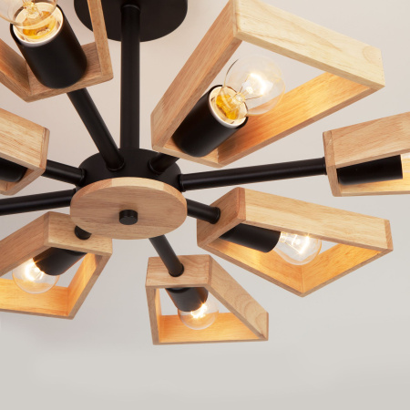 Потолочная люстра в стиле лофт 8*E27 40Вт светлое дерево, черный IP20 Klark (70056/8 черный) Eurosvet