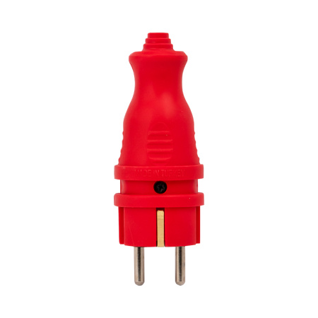 Вилка красная каучуковая прямая 230В 2P+PE 16A IP44 PRO EKF