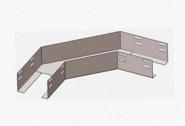 Лоток угловой замковый перфорированный КГЗ 500х110-90 УТ1,5 поворот на 90, оцинкованный лист, S1,5