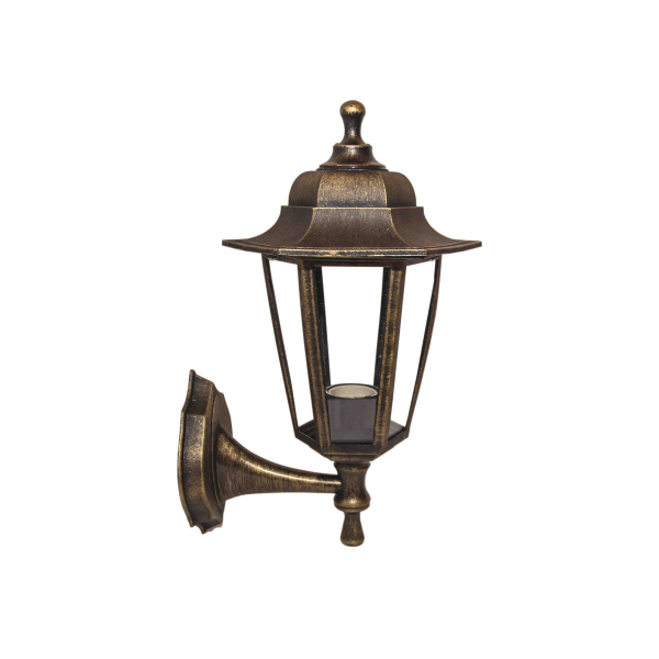 11-99 НБУ 06-60-001 ЛЕДА1 БР Светильник-фонарь настенный бронза 6-гранный прозрачное стекло Apeyron