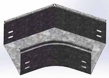 Угол плоский плавный 45 град. к лотку 100х100, толщ. 0,7 мм, Сендзимир цинк Ostec