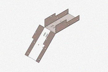 Лоток замковый глухой КСЗГ 400х100-45 УХЛ1 для поворота трассы вниз на 45, оцикованный лист, S1,5
