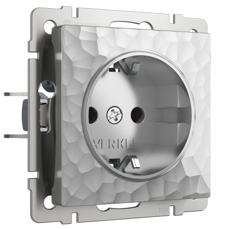 Hammer Механизм розетки без лицевой панели СУ 1 мест. с зазем. и шторками 16А серебряный IP20 Werkel