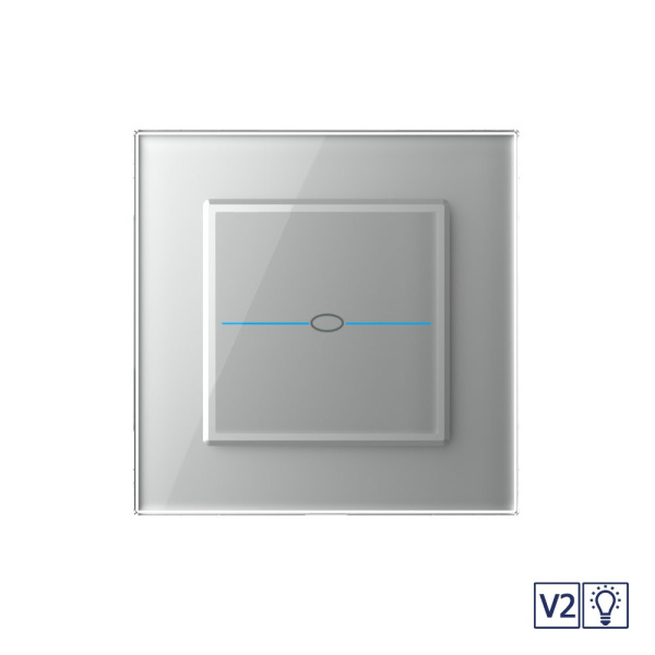 Сенсорный диммер Quadro версия 2, 1 клавиша 1 пост Серый Livolo