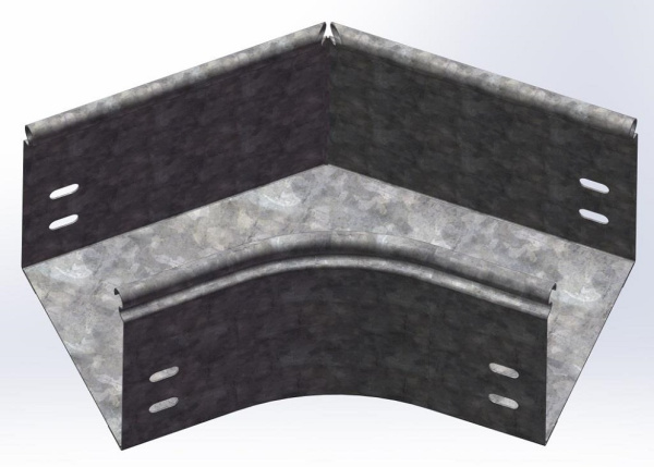 Угол плоский плавный 45 град. к лотку 400х50, толщ. 0,7 мм, Сендзимир цинк Ostec