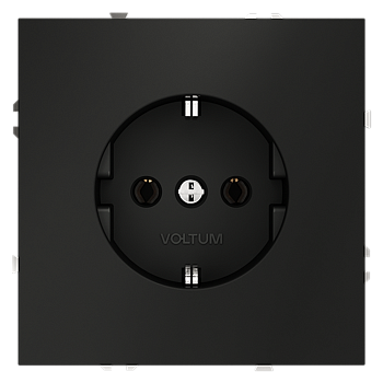 Розетка встраиваемая Voltum S70 с заземлением 16А, (черный матовый)