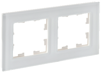 BRITE Рамка 2-мест. РУ-2-2-Бр стекло бел. матовый IEK