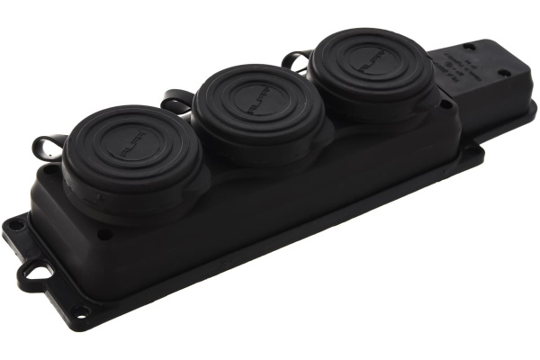 Колодка 3нг с з/к 16А IP44 черная (каучук) (15/60) Альфа 