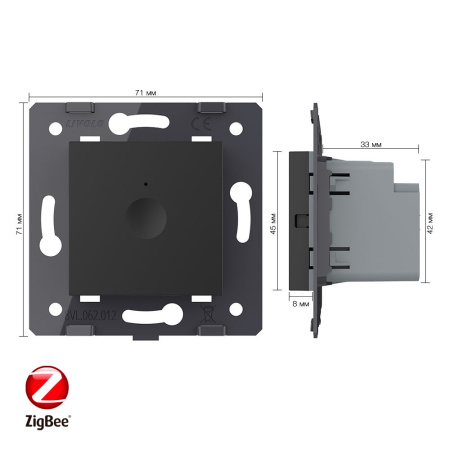 Одноклавишный сенсорный выключатель ZigBee Module, цвет черный (механизм) Livolo
