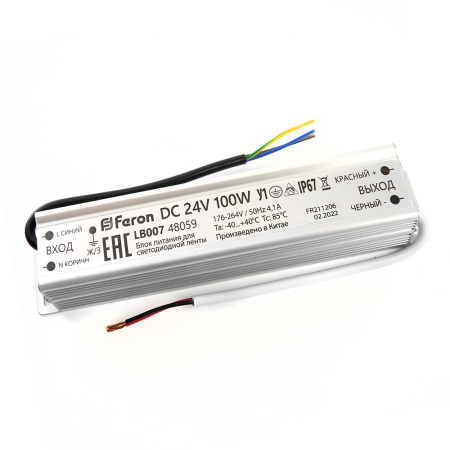 Блок питания для светодиодной ленты 100W 24V (драйвер), LB007 Feron
