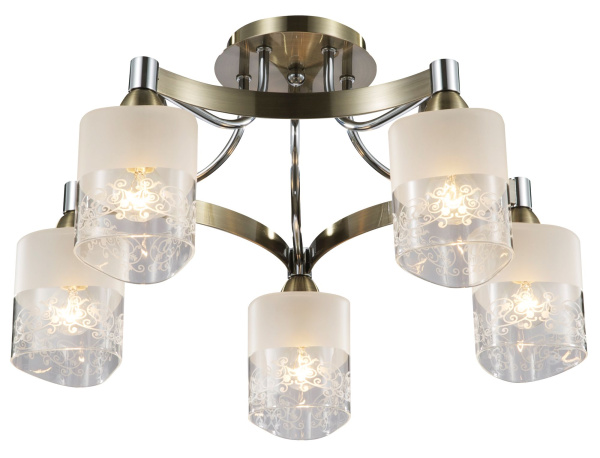Потолочный светильник 5*E14 40Вт Бронза Антик IP20 Tasmania FR5475CL-05CH Freya