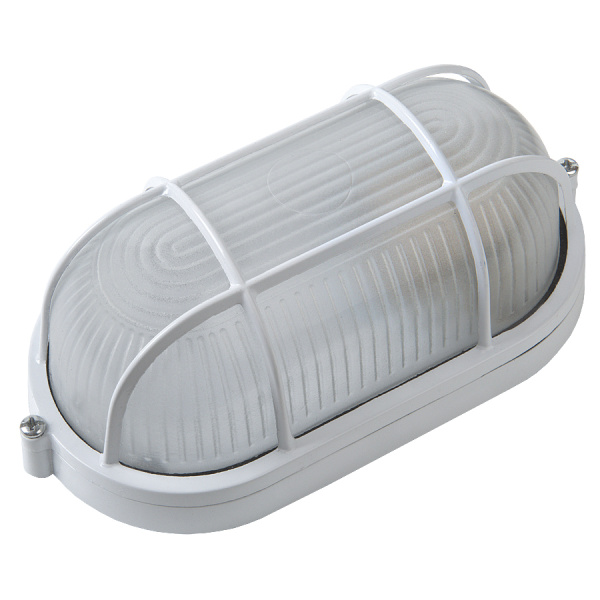 Светильник под лампу ЖКХ НБП/НПП 1402 овал белый с реш. GCF-O-E27-60-IP65 General