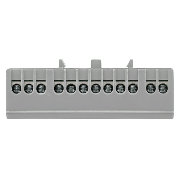 Шина "фаза" L (6х9мм) 12 отверстий латунь серый изолированный корпус на DIN-рейку PROxima EKF