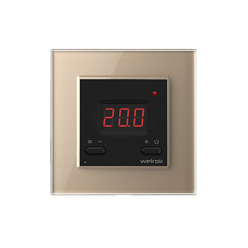 Терморегулятор Welrok AZ Wi-Fi для рамки LIVOLO с электронным управлением, датчик пола 3 м, цвет черный с золотой рамкой