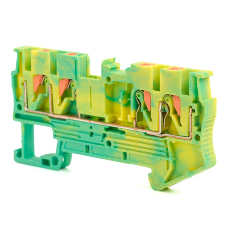 Зажим пружинный, 4-проводной проходной ЗНИ - 2,5, JXB PT 2,5, желтый,зеленый LD574-1-25 STEKKER