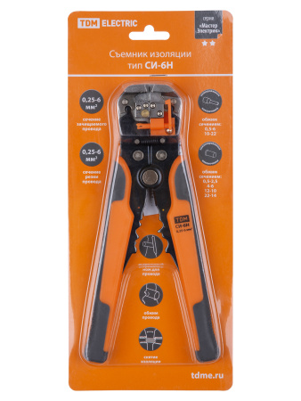 Съемник изоляции СИ-6Н, сечения: зачистки 0,25-6 мм, обжима 0,5-6 мм "МастерЭлектрик" TDM