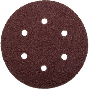 Круг шлифовальный "Мастер" универсальный, из абразивной бумаги на велкро основе, 6 отверстий, Р60, 150мм, 5шт ЗУБР