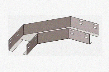 Лоток угловой глухой КГГ 150х50-90 УХЛ1 поворот на 90, оцинкованный лист S1,5