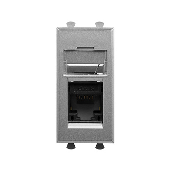 Компьютерная розетка RJ-45 модульная, кат.6А, "Avanti", "Закаленная сталь", 1 модуль DKC