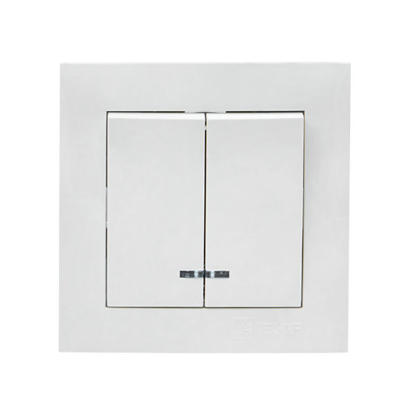 Валенсия Выключатель 2-кл, 10А белый с индикатором EKF