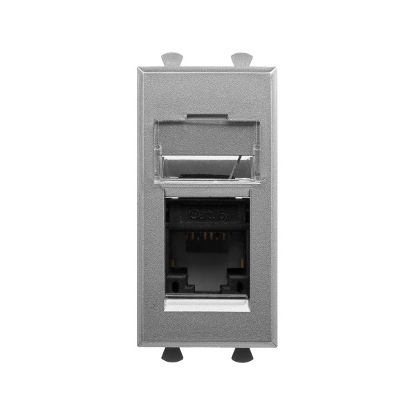 Компьютерная розетка RJ-45 модульная, кат.6А, "Avanti", "Закаленная сталь", 1 модуль DKC