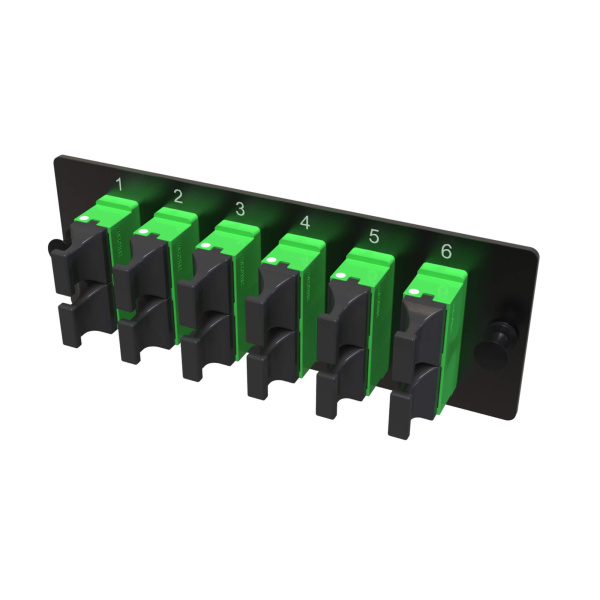 Адаптерная планка с установленными 12xMTP адаптерами (alined key)(цвет адаптера - серый), OM5 1 HU DKC