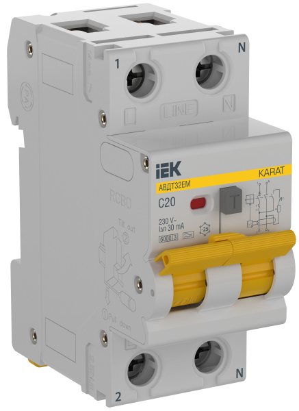 Автоматический выключатель дифференциального тока АВДТ32EM 1П+N C 20А 30мА тип A KARAT IEK