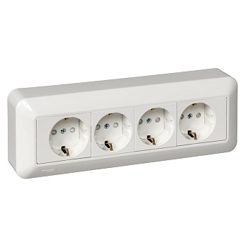 BLANCA О/У Розетка 4-мест. с зазем. со шт. 16А 250В белый Schneider Electric