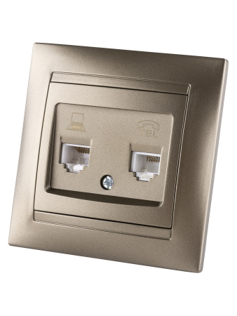 Розетка телефонная RJ11 + компьютерная RJ45 бронза "Лама" TDM