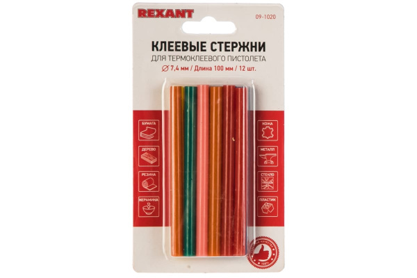 Клей малый 7/100мм  Цветной  (12шт/уп)  Блистер  REXANT																							