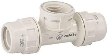 Тройник "ШиреФит" переходной "штуцер с гайкой - внутренняя резьба - штуцер с гайкой", 32мм-1"-32мм ЗУБР