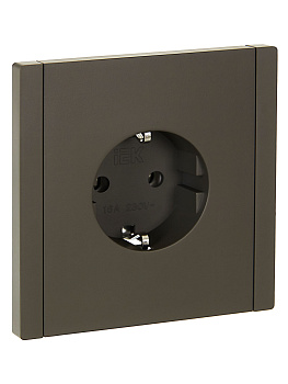 FORTE&PIANO Розетка 1-местная с заземлением без защитных шторок безвинтовое крепление 16А FP314 серый IEK