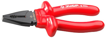 Плоскогубцы "ЭЛЕКТРИК" комбинированные, диэлектрические, высоковольтные до ~1000В, маслобензостойкая рукоятка, 180мм, Мастер 2214-1-18 ЗУБР