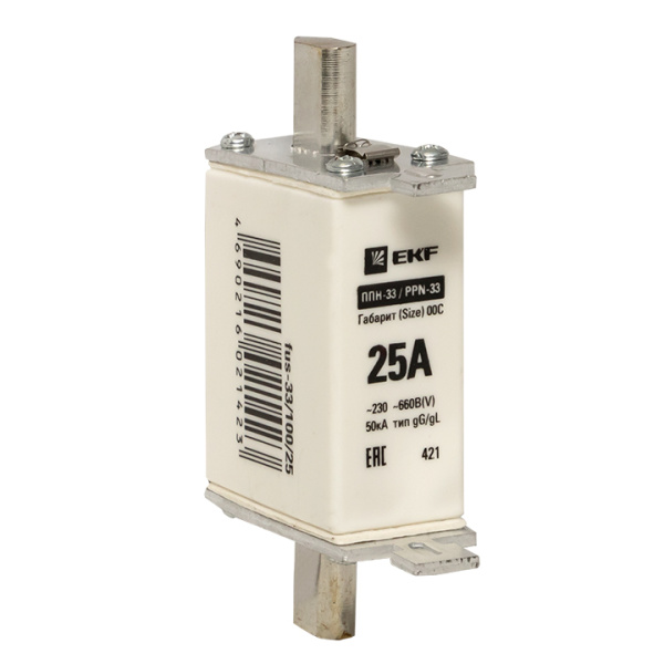 Плавкая вставка ППН-33 100/ 25А габарит 00С PROxima EKF