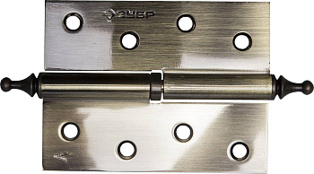 Петля дверная разъемная "ЭКСПЕРТ", 1 подшипник, цвет ст. латунь (AB), левая, с крепежом, 100х75х2,5мм,2шт ЗУБР