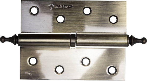 Петля дверная разъемная "ЭКСПЕРТ", 1 подшипник, цвет ст. латунь (AB), левая, с крепежом, 100х75х2,5мм,2шт ЗУБР