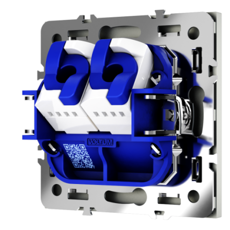 Розетка компьютерная встраиваемая Voltum S70 двойная RJ45+RJ45 КАТ.6, (сталь)