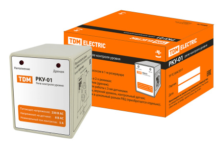 Реле контроля уровня РКУ-01-1нас/1рез/2ур/3датч-230В-8Ц (без датчиков) TDM