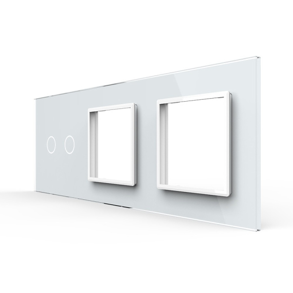 Панель для сенсорного выключателя и двух розеток, 2 клавиши, цвет белый, стекло Livolo