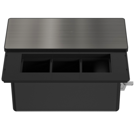 Donel Настольный встраиваемый розеточный блок с сдвижной крышкой из стали 6 мод. (3 мод. 45х45), черный