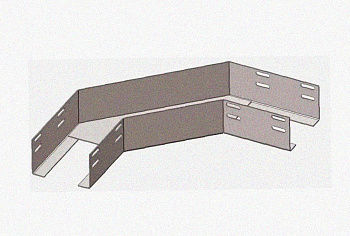 Лоток угловой глухой КГГ 100х65-90 УХЛ2,5 поворот на 90, оцинкованный лист S1,5