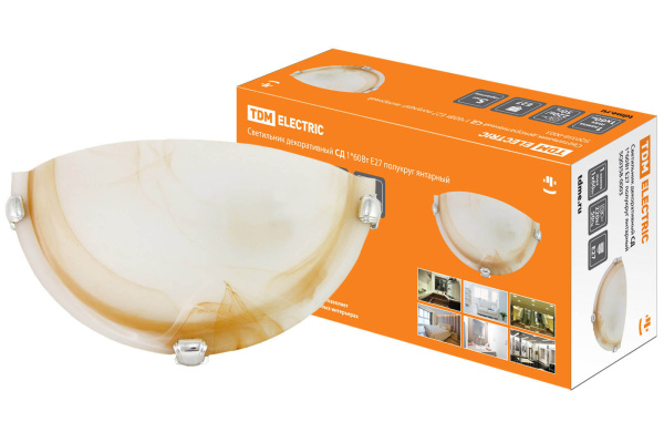Светильник декоративный СД 1*60 Вт E27 полукруг янтарный (в упаковке) TDM