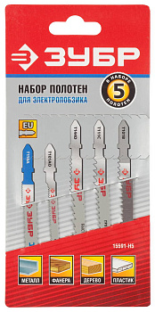 Набор "Мастер" Полотна для эл/лобзика, по дереву и металлу, T-хвост., 5шт ЗУБР