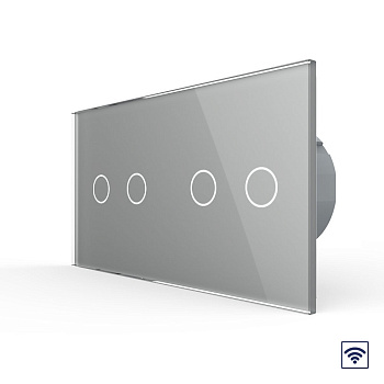 Сенсорный радиоуправляемый выключатель 4 клавиши (2-2), 2 поста Серый Livolo