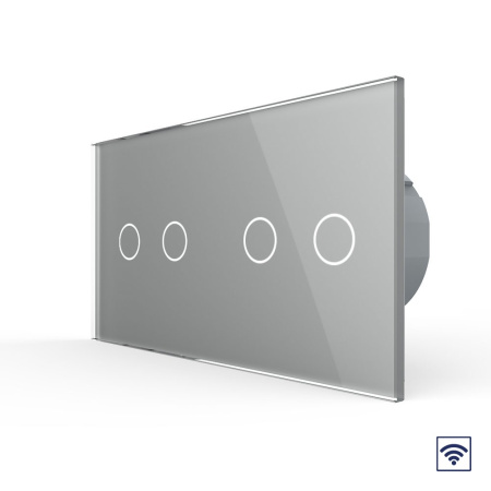 Сенсорный радиоуправляемый выключатель 4 клавиши (2-2), 2 поста Серый Livolo