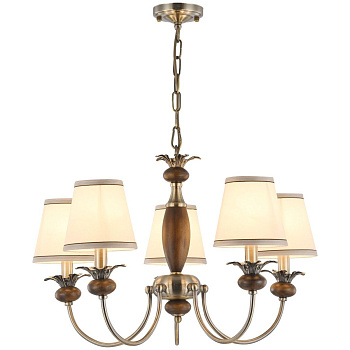 Люстра подвесная Бронза, Дуб./Белый E14 5*40Вт 313-503-05 VELANTE