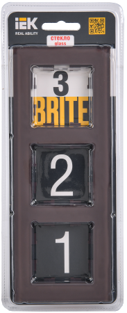 BRITE Рамка 3-мест. РУ-3-2-БрТБ стекло бр. IEK