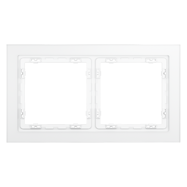 Рамка стеклянная Voltum S70 на 2 поста, (белый, матовый, стекло)