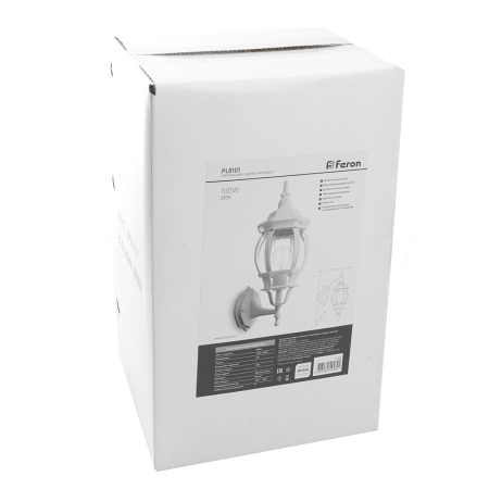 Светильник садово-парковый Feron 8101/PL8101 восьмигранный на стену вверх 100W E27 230V, белый
