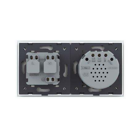 Сенсорный выключатель комбинированный на 2 линии 1 розетка 2 модуля Белый Livolo